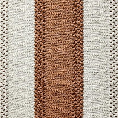 Macrame Style Bicolor Stitching Table Runner 14x36in Caramel | Woven Boho Table - Image 6