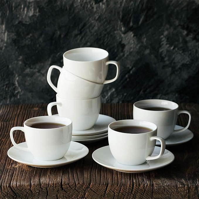 BTaT- Cappuccino Cups with Saucers 6 oz, Au Lait, Flat White, Dishwasher - Image 9