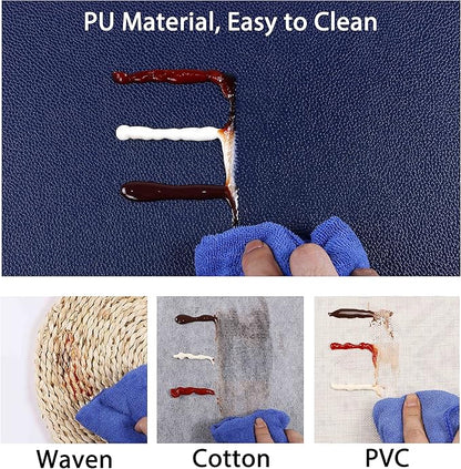 Faux Leather Placemats, PU Table Mats, Set of 4, Waterproof, Stain Resistant, Heat Resistant, Non-Slip Easy to Clean for Kitchen Dining Table,Conference Table C Blue Rectangle