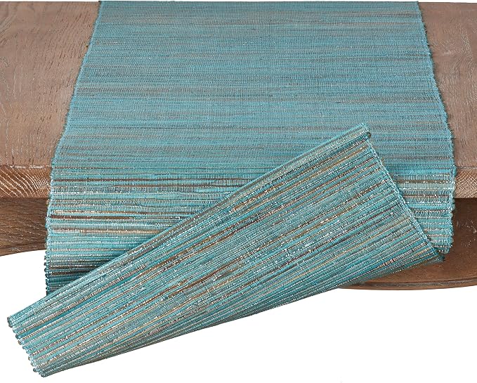 Saro Lifestyle Melaya Collection Shimmering Woven Nubby Table Runner - Image 2