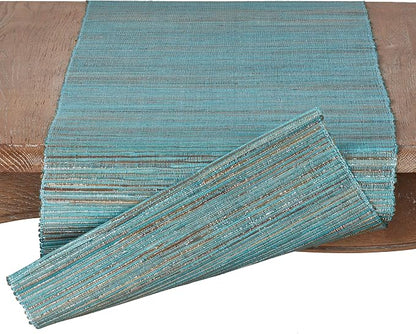 Saro Lifestyle Melaya Collection Shimmering Woven Nubby Table Runner - Image 2