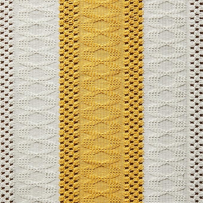 Macrame Style Bicolor Stitching Table Runner 14x60in Mustard | Woven Boho Table - Image 6