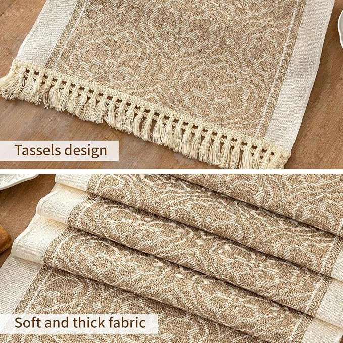 Coffee Scroll Linen Table Runner - Image 3