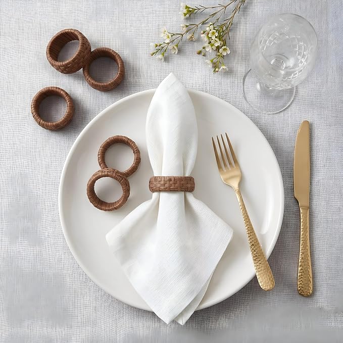 Natural Cane Napkin Rings Set of 50, Handwoven Table Decor, Bohemian Coastal - Image 9