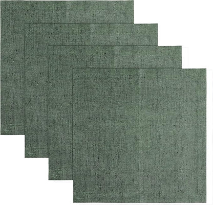 Solino Home Linen Square Placemats Set of 4 - Forest Green Placemats 14 x 14 Inch - 100% Pure Linen Table Mats for Winter, Easter, St Patricks Day - Athena