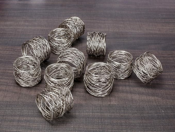 ALPHA Living HOME Napkin Rings-12-Piece Set of Premium 100% Metal, - Image 2