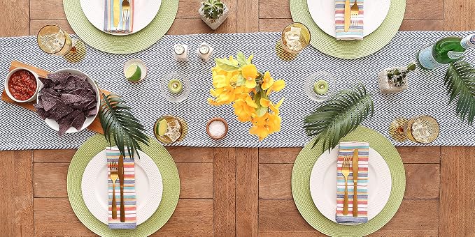 DII Woven Basic Tabletop Collection, Chevron Table Runner, Nautical Blue - Image 5