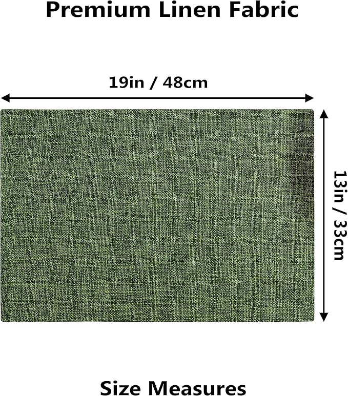 Demetex Cloth Placemats Green Set of 4 Vintage Textured Linen Place Mats Heat Resistant Plate Placemat for Kitchen Dinning Table, Green