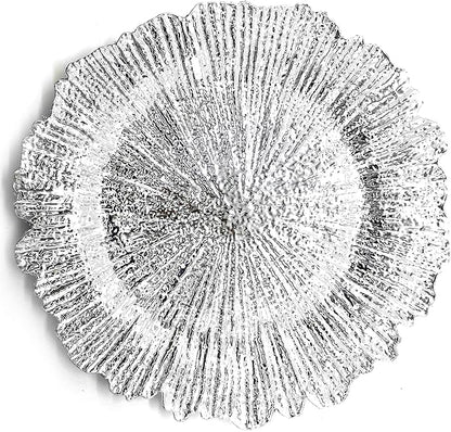 allgala 13-Inch 6-Pack Heavy Quality Round Charger Plates-Reef Silver-HD80332