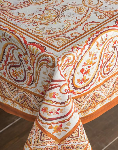 Maison d' Hermine Table Cloth Rectangle Table 100% Cotton 60 x 120 Inches Fall Tablecloth Reusable Everyday Use for Thanksgiving Christmas Decorations Dining Farmhouse Party (Palatial Paisley)