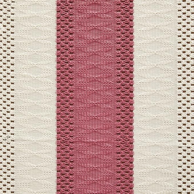 Macrame Style Bicolor Stitching Table Runner 14x90in Dusty Rose | Woven Boho - Image 6
