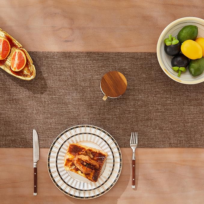 Rustic Cotton Linen Table Runner, 13x72 Inches Brown | Farmhouse Style Linen - Image 5