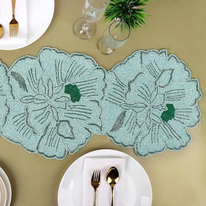 Beaded Table Runner 13x36 Inch, Handmade Decorative Dining Table Centerpiece - Image 3