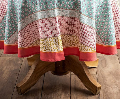 Maison d' Hermine Table Cloth Round Table 100% Cotton 69 Round Inches Tablecloth Reusable Decorative for Dining Room Farmhouse Home Valentines Day Decorations Spring Summer - Provence