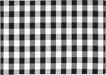 Urban VillaPlacemats for DiningTable 100% CottonPlacemats 14''x20''Over Sized Tablemats Set of 6 Placemats Black/White BuffaloCheckTablemats for Family DinnersWedding PartiesPlacemats