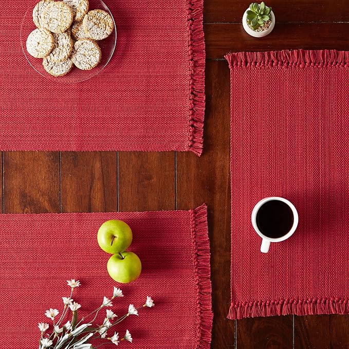 DII Variegated Tabletop Collection, Placemat Set3x19, Tango Red, 6 Piece - Image 4