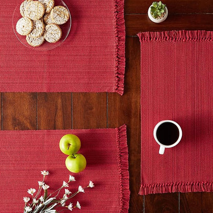 DII Variegated Tabletop Collection, Placemat Set3x19, Tango Red, 6 Piece - Image 4