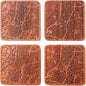 Austin Map Coaster by O3 Design Studio, Set Of 4, Sapele Wooden Coaster With City Map, Handmade