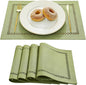 Farmhouse Burlap Hollow Placemats Set of 4, 12 x18 Inch Sage Green | Double by Aoztio