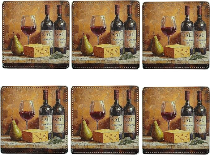 Marble Coasters Square Leather Drinks Coaster Set - Image 2