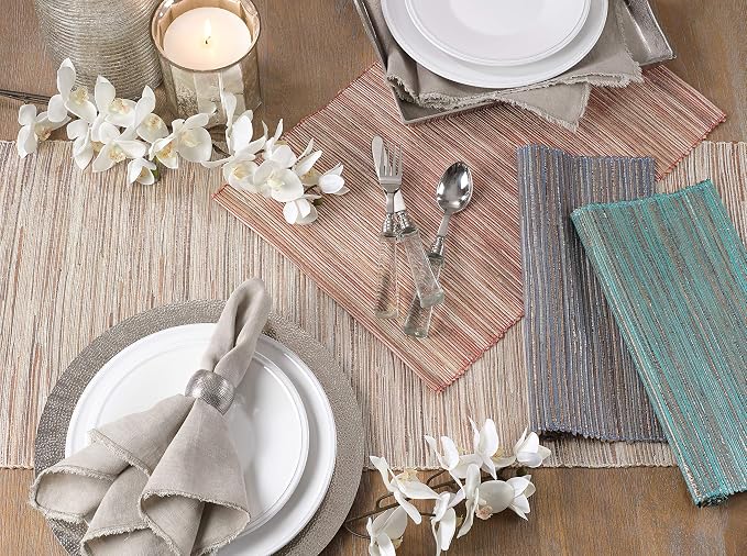 Saro Lifestyle Melaya Collection Shimmering Woven Nubby Table Runner - Image 5