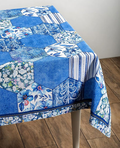 Maison d' Hermine Table Cloth Rectangle Table 100% Cotton 60 x 90 Inches Tablecloth Reusable Decorative for Dining Room Farmhouse Home Valentines Day Decorations Spring Summer - Summer Blues