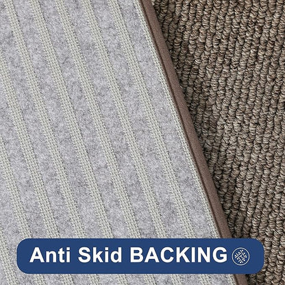 COSY HOMEER Kitchen Rugs Non-Slip 20x30/20x48 Inch Thick Polypropylene Standing Mat for Home Machine Washable, Brown Frame