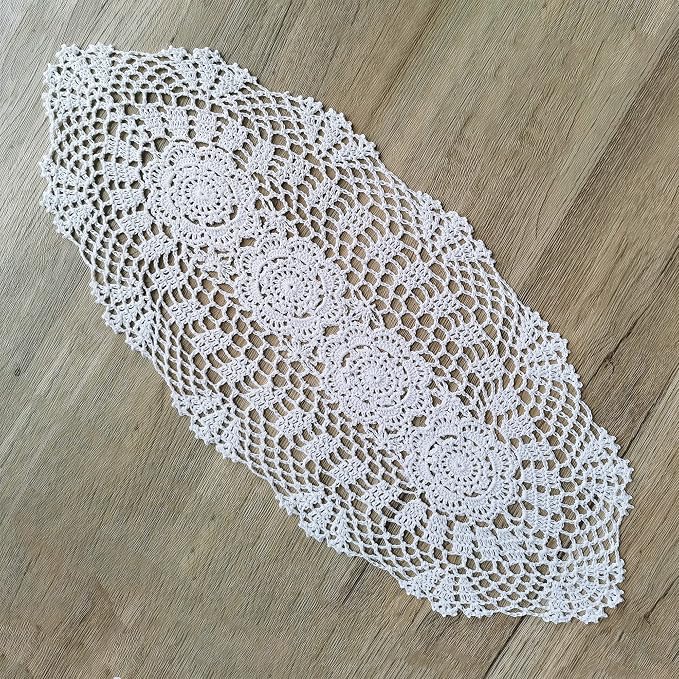 Phantomon Oval Lace Table Runner Doilies Floral Table Scarf Furniture Cloth - Image 4