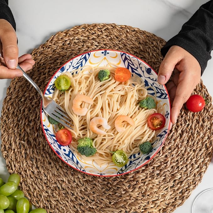 LEHAHA Pasta Bowls Set of 4, 8.25 inch Ceramic Serving Bowls - Image 6