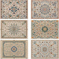 Persian Carpet Spring Summer Green Blue Placemats Set of 6, Linen Washable for Christmas, Thanksgiving, Party, and Daily Dining, Decorative Table Mats for 4-6 Person Table