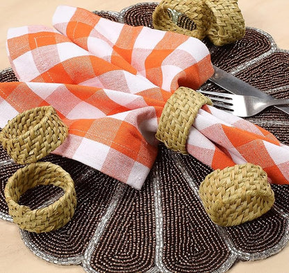 ALPHA Living HOME Rattan Napkin Rings Set of 12 - Handcrafted Cane Serviette Holders for Table Decor, Weddings, Parties, Dinners, Rustic Boho Style Napkin Rings Natural