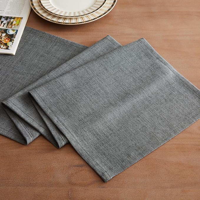 Rustic Cotton Linen Table Runner, 13x60 Inches Dark Grey | Farmhouse Style - Image 2