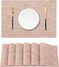 Leetaltree Coral Placemats Set of 6 - Heat Resistant Non-Slip Place mats for Dining Table, Washable Durable PVC Vinyl Woven Table Mats（Coral, 6）