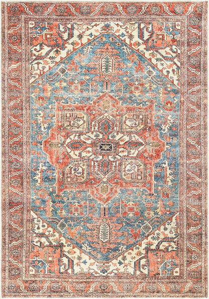 Keen Home Design 8x10 Rug - Machine Washable Area Rug with Non-Slip Backing, Ideal for Living Room, Dining Room, Bedroom - Vintage, Easy Clean, Durable, Low Pile Rug - (8' x 10')