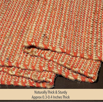 Natural Jute Table Runner, 13x48 Inch, Rust Orange | Vintage Boho Rustic Table - Image 3
