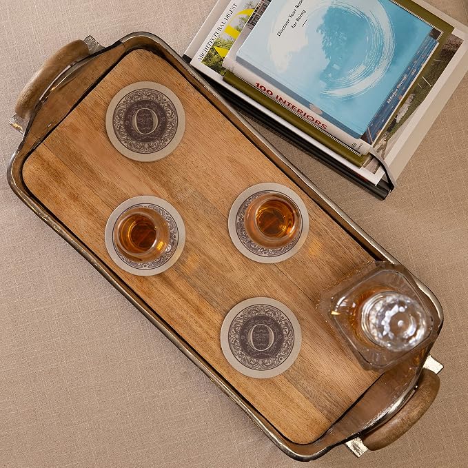Thirstystone Monogram Round Natural Sandstone Coaster 4 Pack | 4" Diameter - Image 2