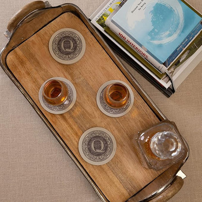 Thirstystone Monogram Round Natural Sandstone Coaster 4 Pack | 4" Diameter - Image 2