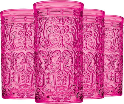 Godinger Highball Drinking Glasses, Tall Glass Cups Vintage Design by Godinger