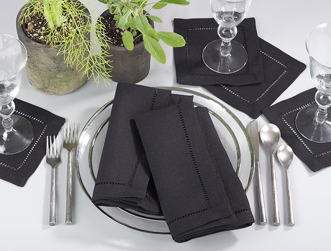 SARO LIFESTYLE Hemstitched Border Cocktail Napkin - Image 2