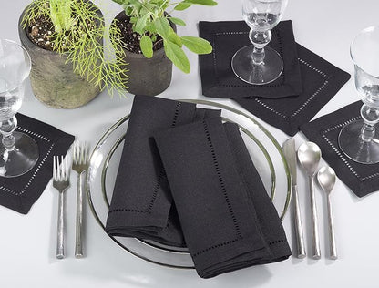 SARO LIFESTYLE Hemstitched Border Cocktail Napkin - Image 2