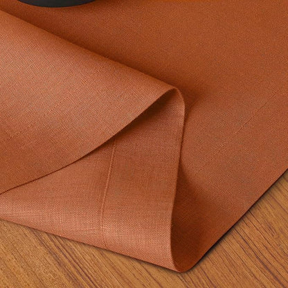 D'Moksha Homes Linen Rust Table Runner 120 Inches Long - 100% Pure Linen Dining Table Runner 14 x 120 Inch for Spring, Easter - Machine Washable