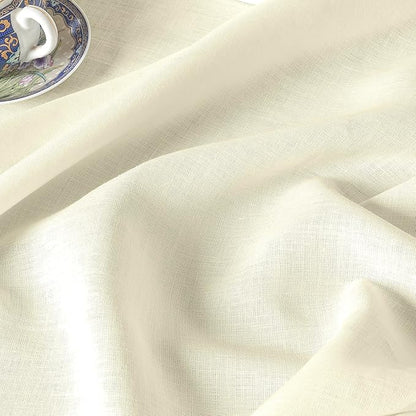 D'Moksha Homes Linen Cream Tablecloth 60 x 132 Inch - 100% Pure Linen Rectangular Tablecloth - Machine Washable Table Cloth for Spring, Easter
