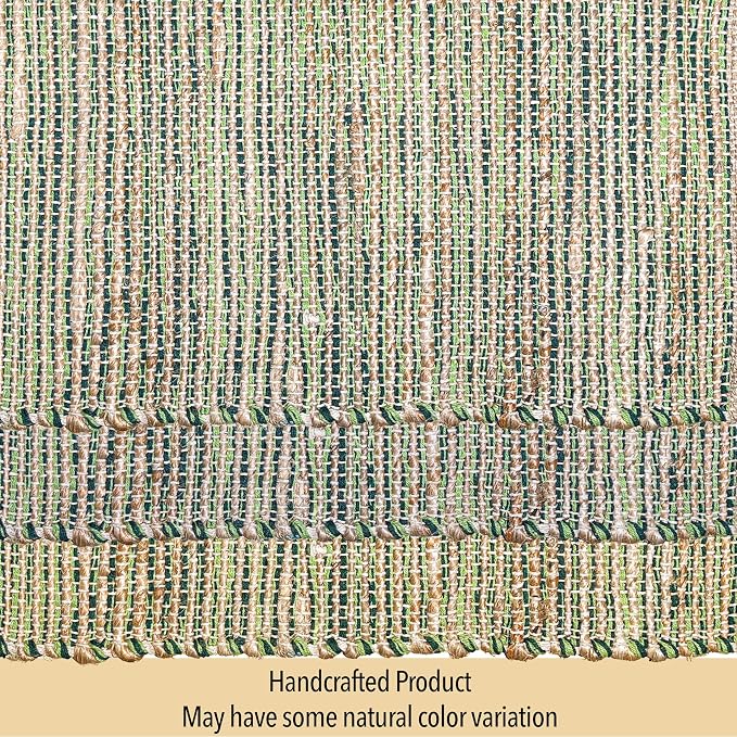 Natural Jute & Green Placemats, 13x19 Inch Dining Table Placemats - Image 6