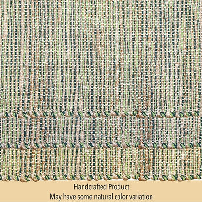 Natural Jute & Green Placemats, 13x19 Inch Dining Table Placemats - Image 6