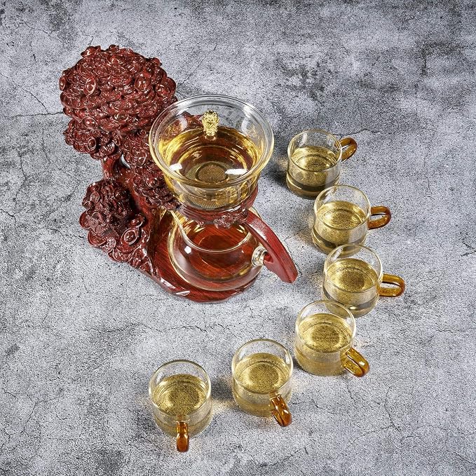 Zurucily Glass Teapot Set with Infuser Semi Automatic Tea Set Magic Teapot - Image 5