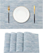 Leetaltree Jacquard Blue Placemats Set of 4 - Heat Resistant Non-Slip Place mats for Dining Table, Washable Durable PVC Vinyl Woven Table Mats (Jacquard Blue, 4)