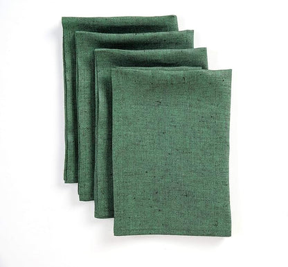 Solino Home Linen Napkins Set of 4-100% Pure Linen Forest Green Dinner Napkins Cloth 20 x 20 Inch for Winter, Easter, St Patricks Day - Athena, Handcrafted and Machine Washable