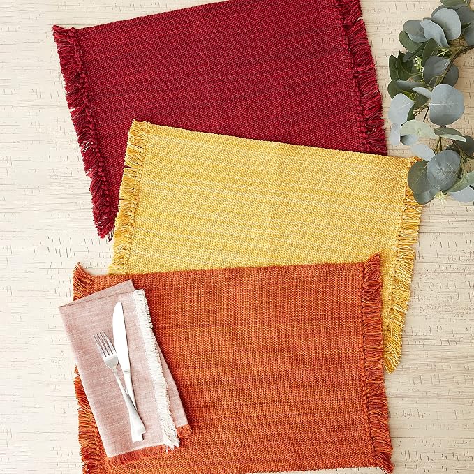 DII Variegated Tabletop Collection, Placemat Set3x19, Burnt Orange, 6 Piece - Image 8