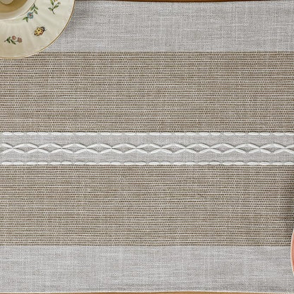 NEWISHER Farmhouse Braided Striped Embroidery Table Runner 72 inches, Rustic - Image 5