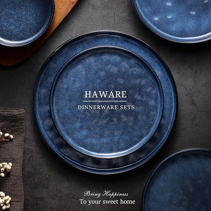 HaWare Dinnerware Sets, 16-Piece Plates and Bowls Set, Reactive Starry Blue | - Image 7